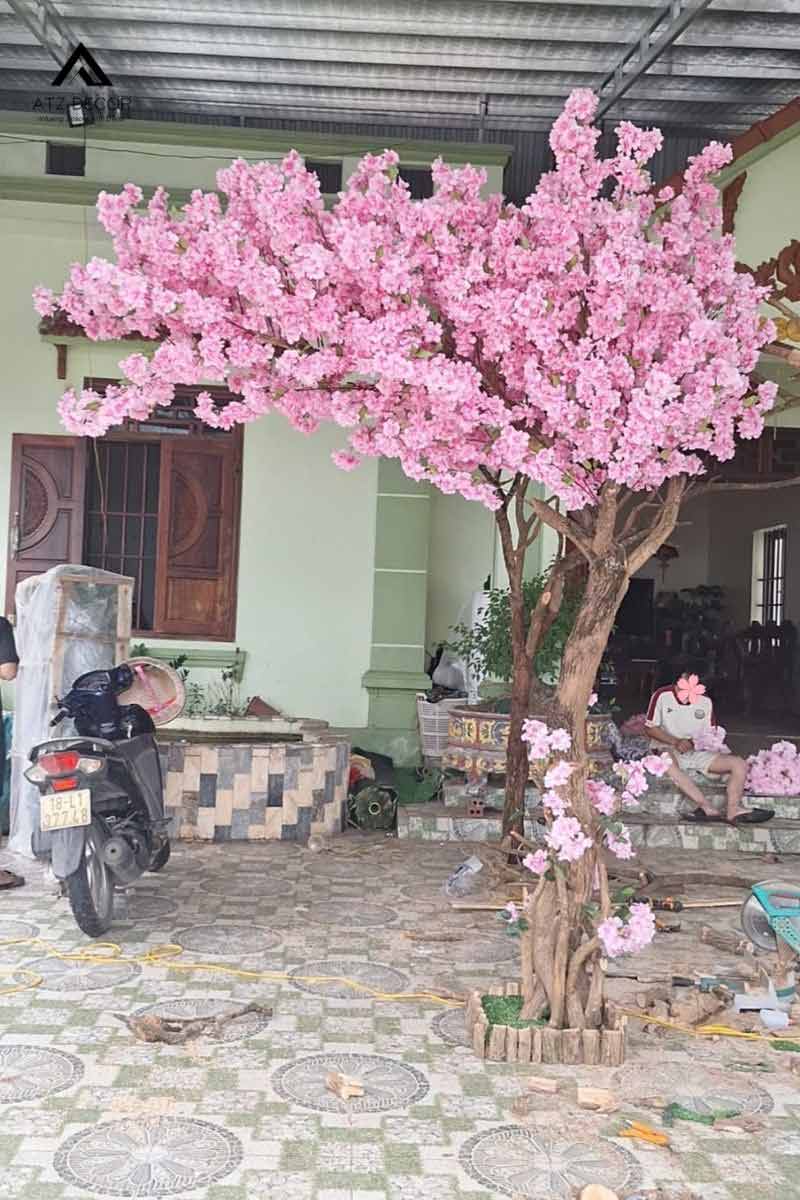 Cây hoa đào giả 2m trang trí tết mang tài lộc đến cho mọi nhà 13 cây hoa đào giả