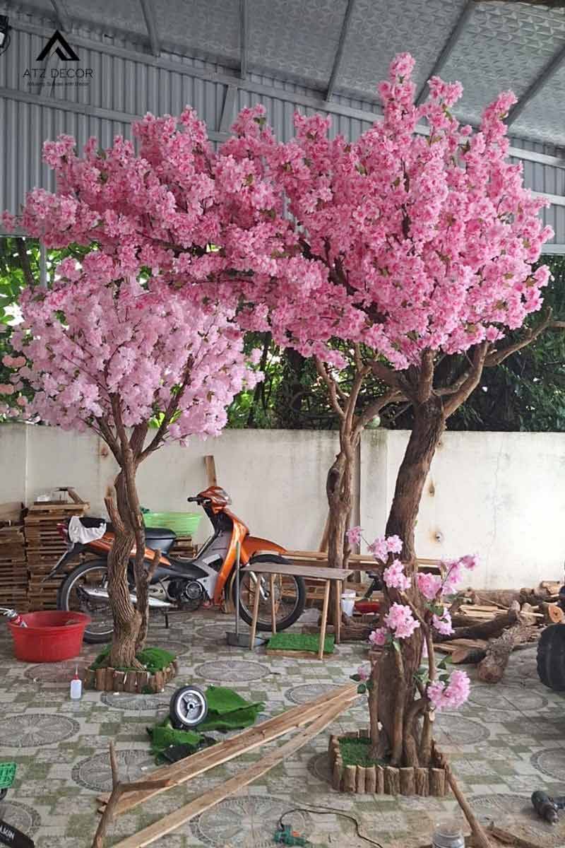 Cây hoa đào giả 2m trang trí tết mang tài lộc đến cho mọi nhà 14 cây hoa đào giả