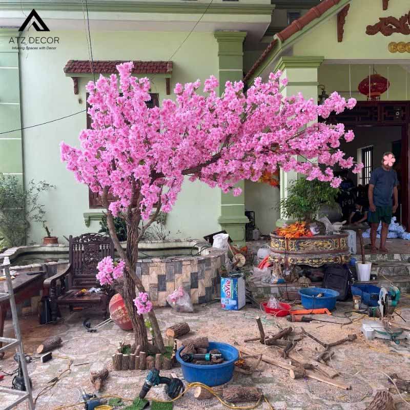 Cây hoa đào giả 2m trang trí tết mang tài lộc đến cho mọi nhà 2 cây hoa đào giả