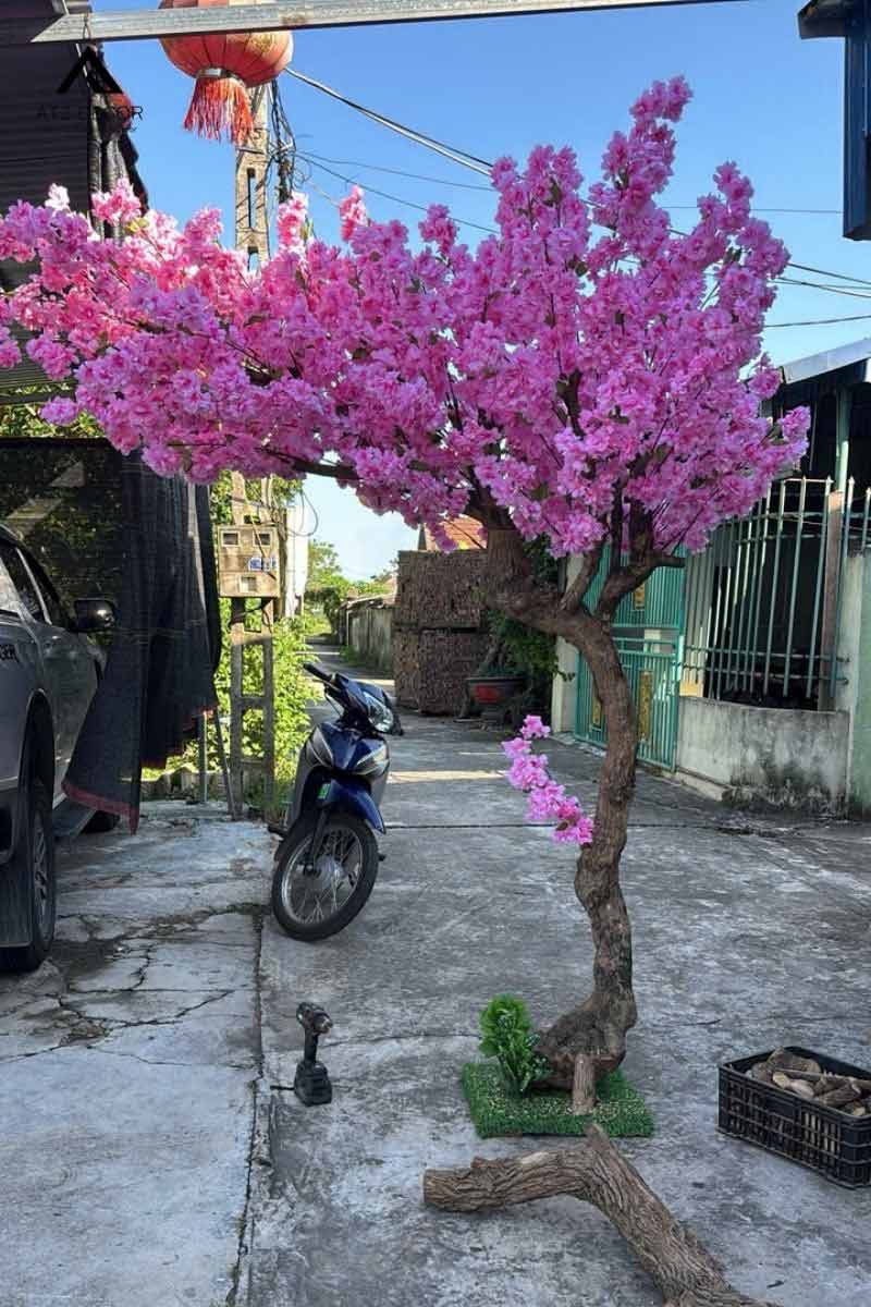 Cây hoa đào giả 2m trang trí tết mang tài lộc đến cho mọi nhà 15 cây hoa đào giả