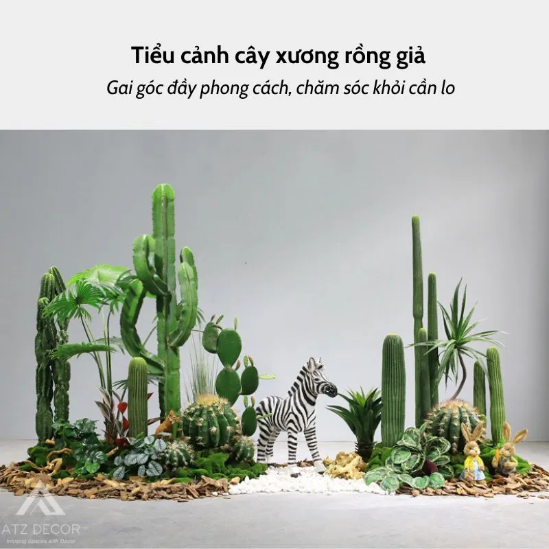 Mô tả tiểu cảnh xương rồng giả decor