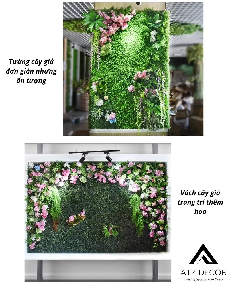 Tường cây hỗn họp decor