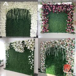 set up backdrop tường cây giả chất lượng