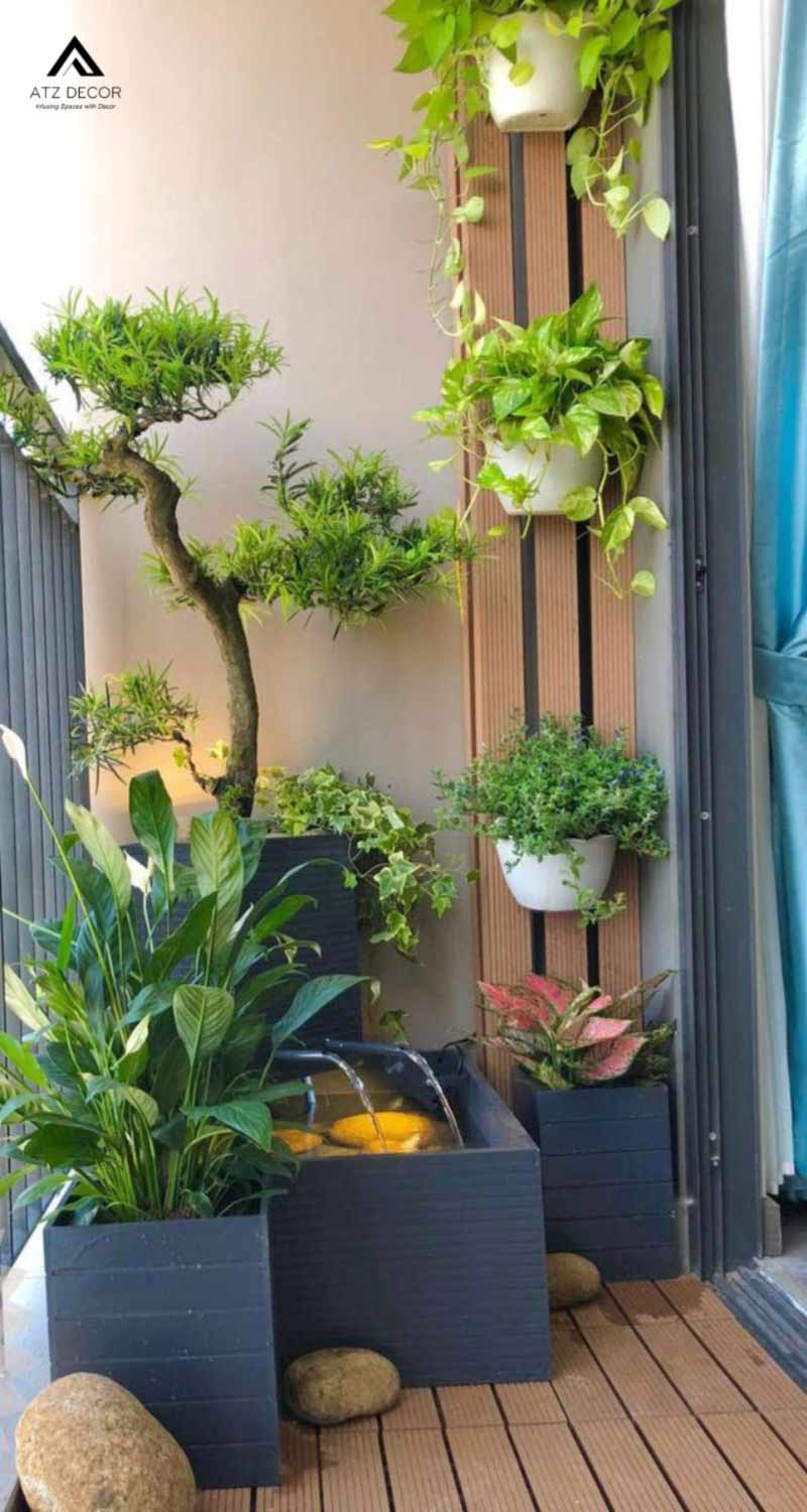 30+ mẫu tiểu cảnh ban công đẹp, trang trí bắt mắt, thiết kế ấn tượng 19 tiểu cảnh ban công với thác nước