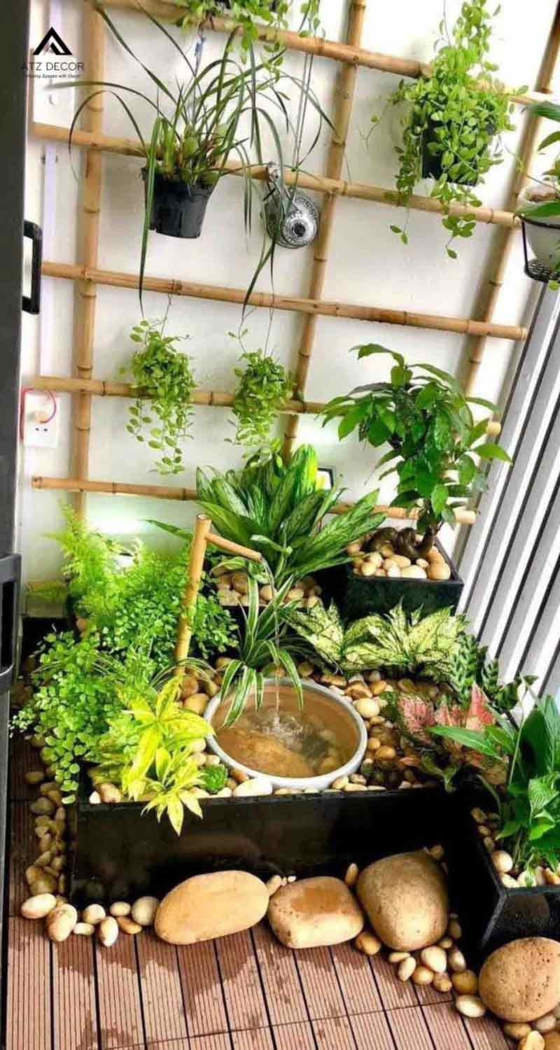 30+ mẫu tiểu cảnh ban công đẹp, trang trí bắt mắt, thiết kế ấn tượng 16 tiểu cảnh ban công với thác nước