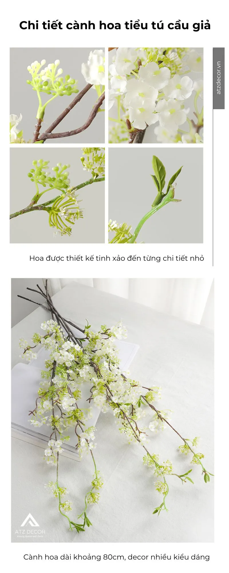 cành hoa tiểu tú cầu giả