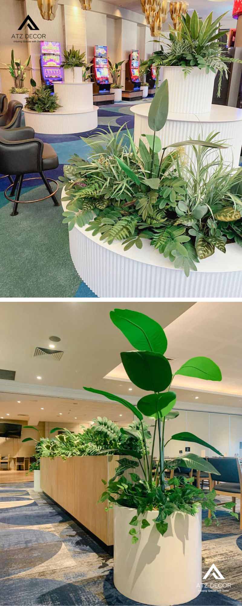 Tiểu cảnh cây giả nhà hàng hiện đại, mang đến điểm nhấn tinh tế cho không gian 16 tiểu cảnh cây giả nhà hàng