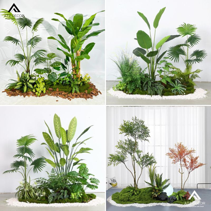 Tiểu cảnh cây giả sân vườn tiết kiệm thời gian và công sức chăm sóc 12 tiểu cảnh cây giả sân vườn