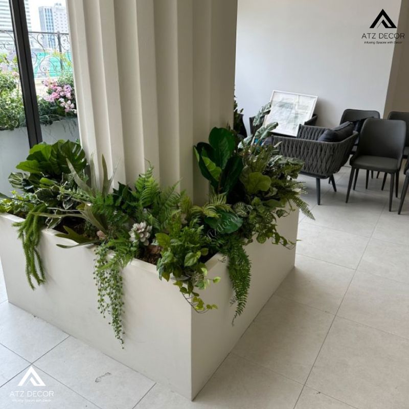 Tiểu cảnh cây giả nhà hàng hiện đại, mang đến điểm nhấn tinh tế cho không gian 24 tiểu cảnh cây giả nhà hàng