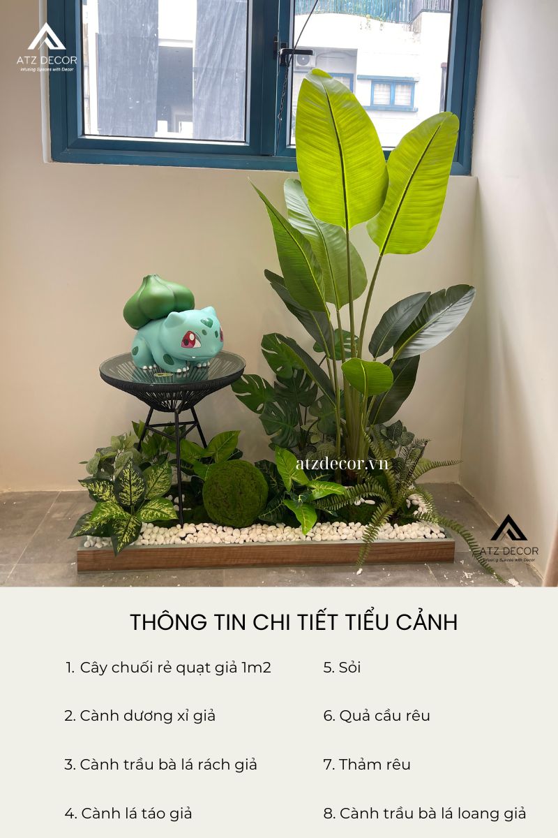 Thi công tiểu cảnh cây giả phòng khách độc đáo ở Hà Đông 6 thi công tiểu cảnh cây giả