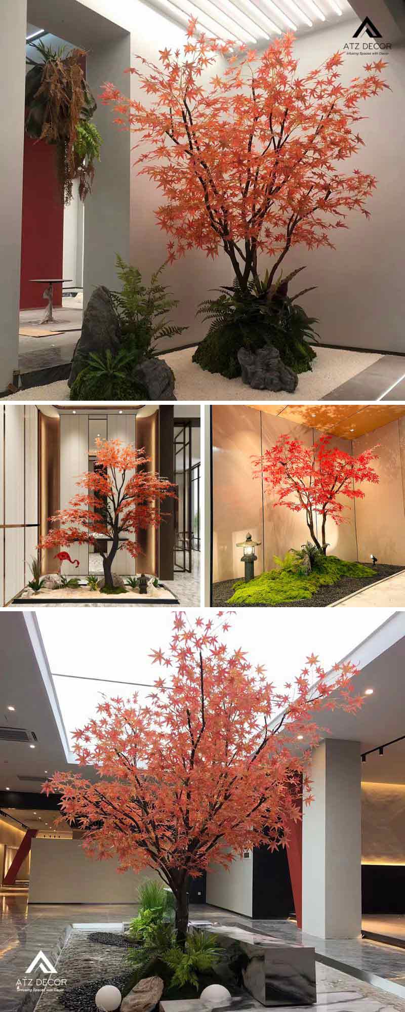 Tiểu cảnh cây giả biệt thự tạo điểm nhấn xanh hiện đại, tinh tế 16 tiểu cảnh cây giả biệt thự