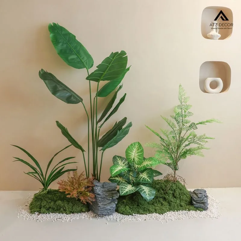 Thi công tiểu cảnh cây giả giếng trời tạo điểm nhấn xanh cho không gian sống 3 tiểu cảnh cây giả