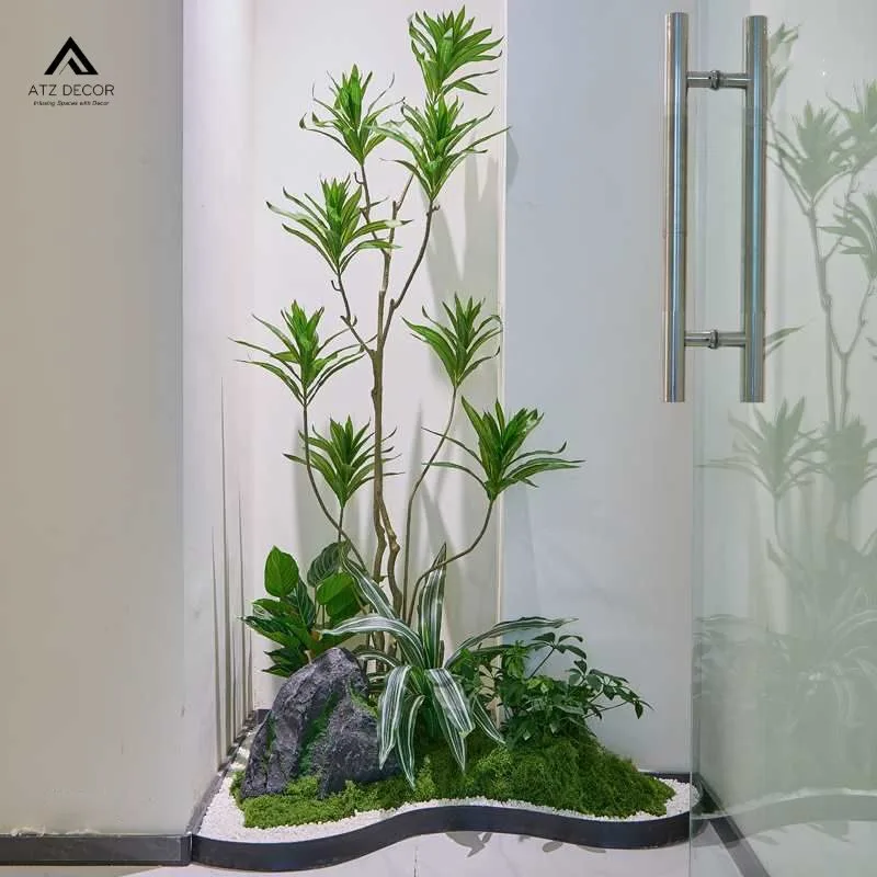 Tiểu cảnh cây giả nhà ống đẹp như thật, decor đầy sang trọng và tinh tế 5 tiểu cảnh cây giả