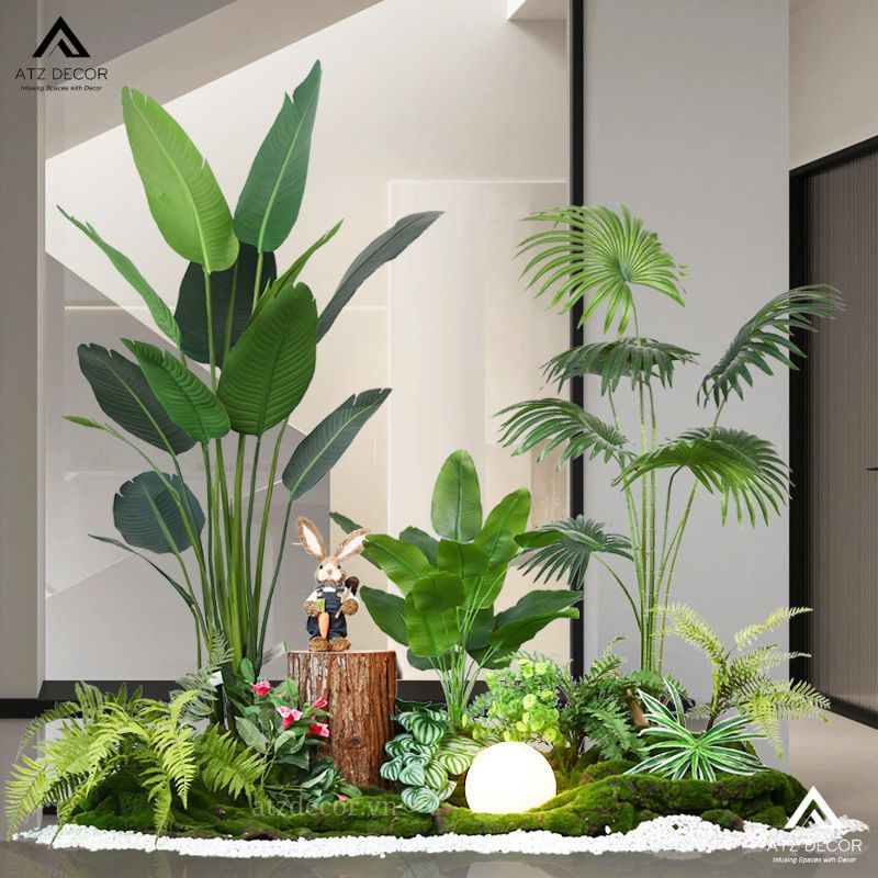 Tiểu cảnh cây giả nhà ống đẹp như thật, decor đầy sang trọng và tinh tế 10 tiểu cảnh cây giả nhà ống