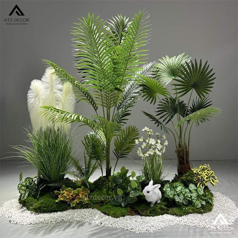 Tiểu cảnh cây giả nhà ống đẹp như thật, decor đầy sang trọng và tinh tế 13 tiểu cảnh cây giả nhà ống
