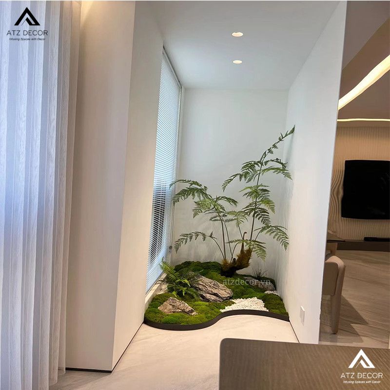 Tiểu cảnh cây giả nhà ống đẹp như thật, decor đầy sang trọng và tinh tế 14 tiểu cảnh cây giả nhà ống