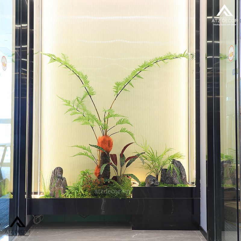 Tiểu cảnh cây giả nhà ống đẹp như thật, decor đầy sang trọng và tinh tế 15 tiểu cảnh cây giả nhà ống