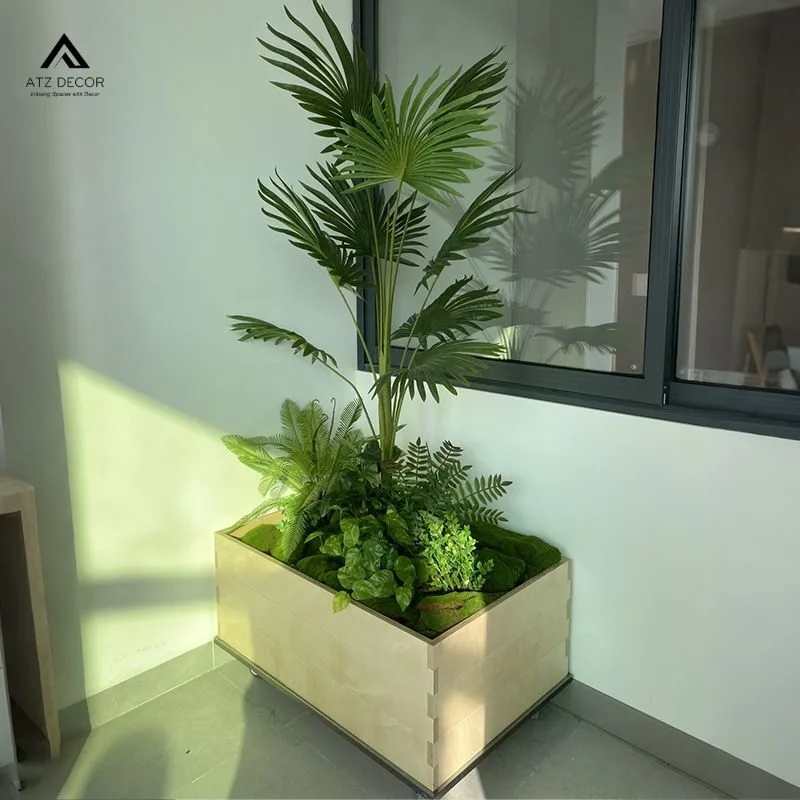Tiểu cảnh cây giả nhà ống đẹp như thật, decor đầy sang trọng và tinh tế 4 tiểu cảnh cây giả