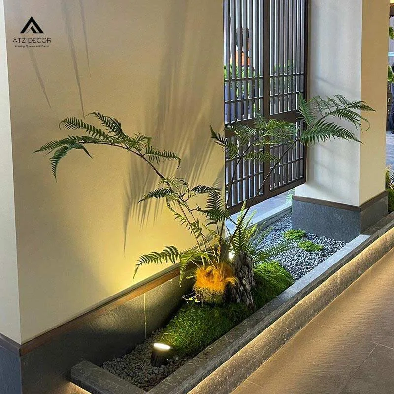 Tiểu cảnh cây giả nhà ống đẹp như thật, decor đầy sang trọng và tinh tế 6 tiểu cảnh cây giả