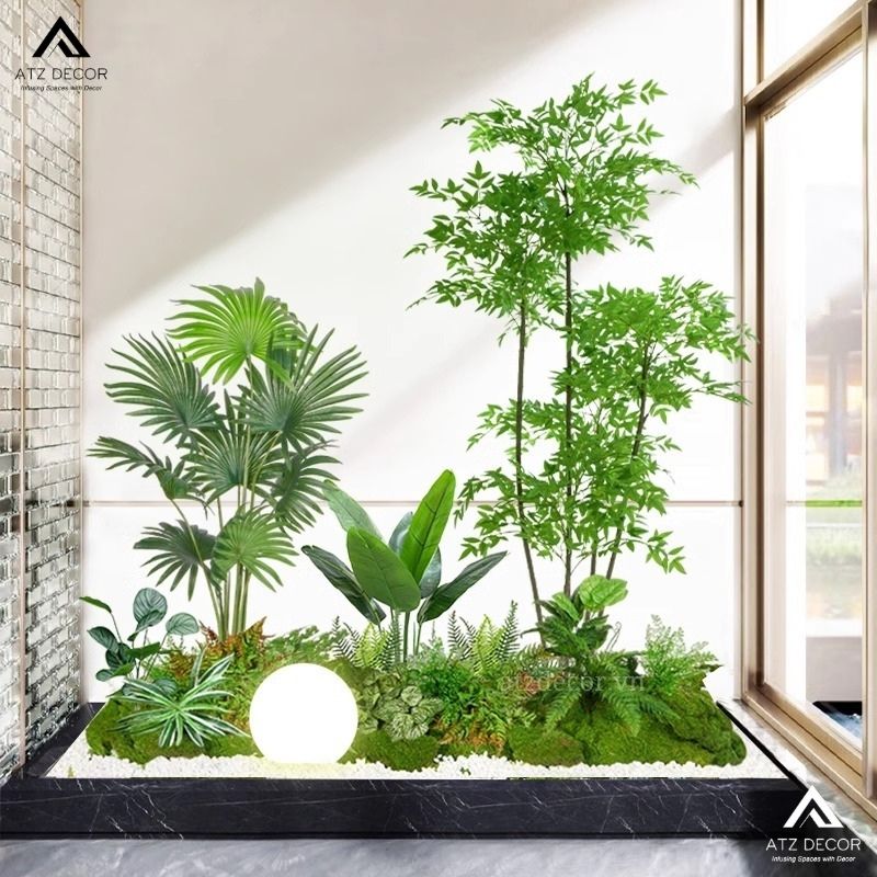 Tiểu cảnh cây giả nhà ống đẹp như thật, decor đầy sang trọng và tinh tế 18 tiểu cảnh cây giả nhà ống