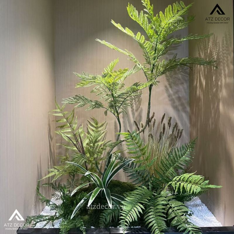 Tiểu cảnh cây giả nhà ống đẹp như thật, decor đầy sang trọng và tinh tế 20 tiểu cảnh cây giả nhà ống