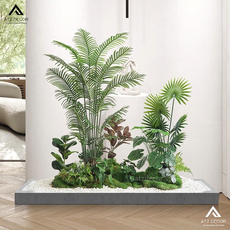Tiểu cảnh cây giả nhà ống đẹp như thật, decor đầy sang trọng và tinh tế 22 tiểu cảnh cây giả nhà ống