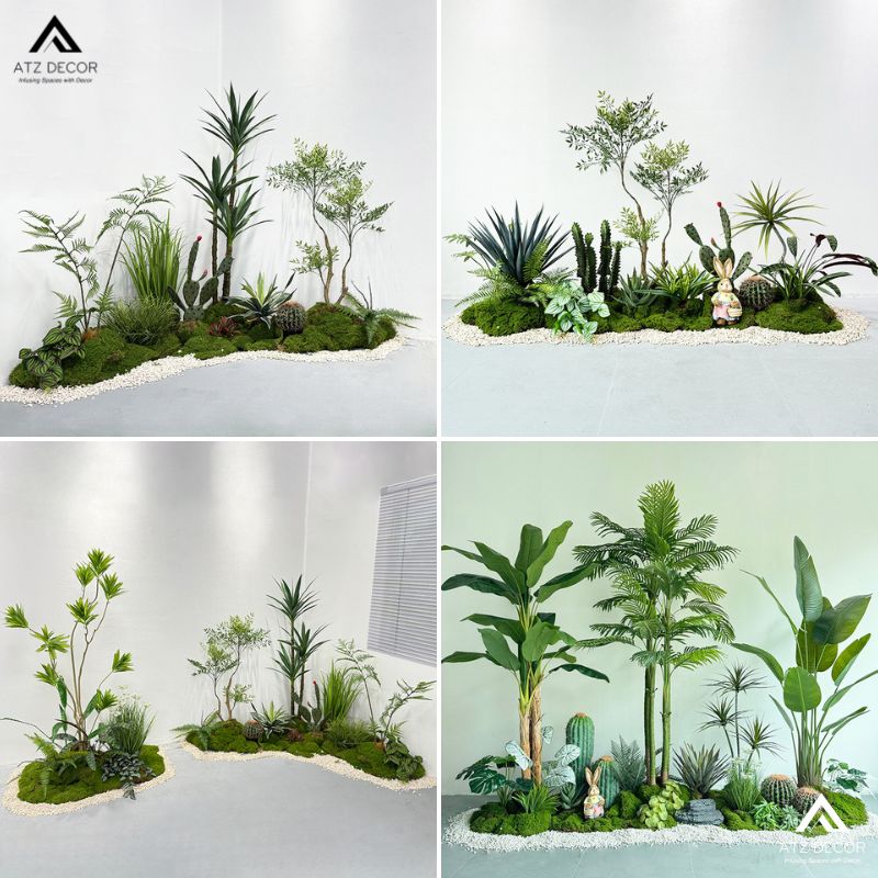 Tiểu cảnh cây giả sân vườn tiết kiệm thời gian và công sức chăm sóc 17 tiểu cảnh cây giả sân vườn