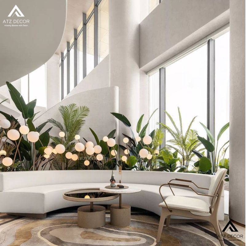 Tiểu cảnh cây giả nhà hàng hiện đại, mang đến điểm nhấn tinh tế cho không gian 19 tiểu cảnh cây giả nhà hàng