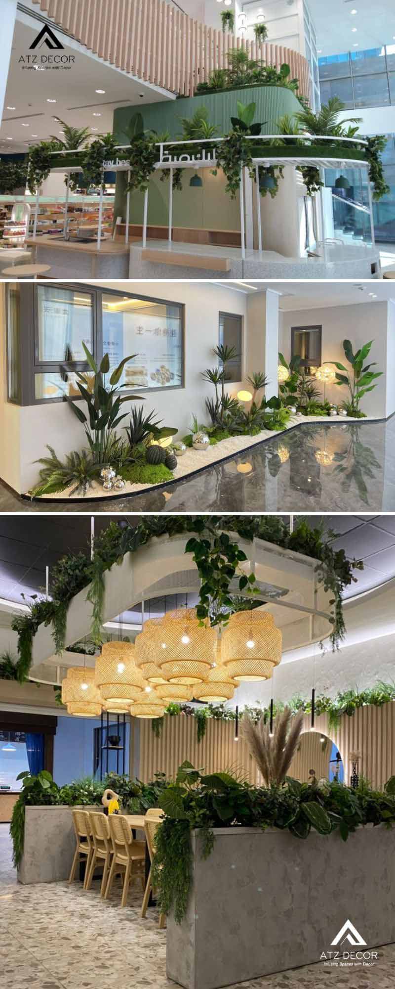 Tiểu cảnh cây giả nhà hàng hiện đại, mang đến điểm nhấn tinh tế cho không gian 26 tiểu cảnh cây giả nhà hàng
