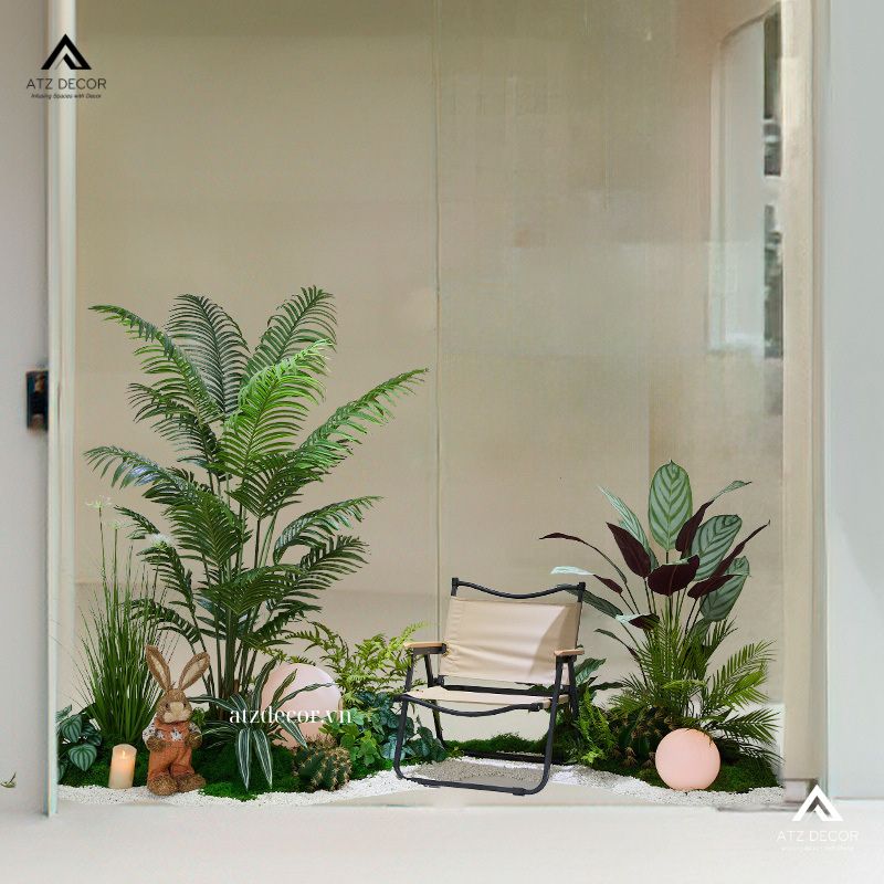 Tiểu cảnh cây giả shop quần áo tạo nét ấn tượng, tươi mới cho không gian 16 tiểu cảnh cây giả shop quần áo