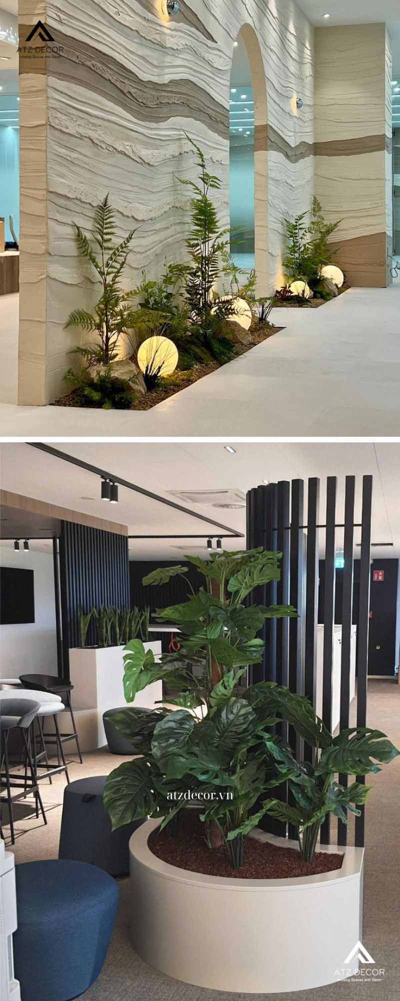 Thi công tiểu cảnh cây giả khách sạn - Tạo nét xanh tinh tế và khác biệt cho không gian 17 tiểu cảnh cây giả khách sạn