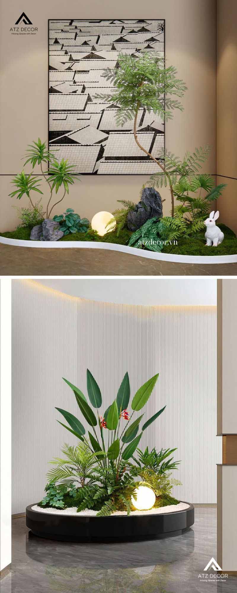 Thi công tiểu cảnh cây giả khách sạn - Tạo nét xanh tinh tế và khác biệt cho không gian 18 tiểu cảnh cây giả khách sạn