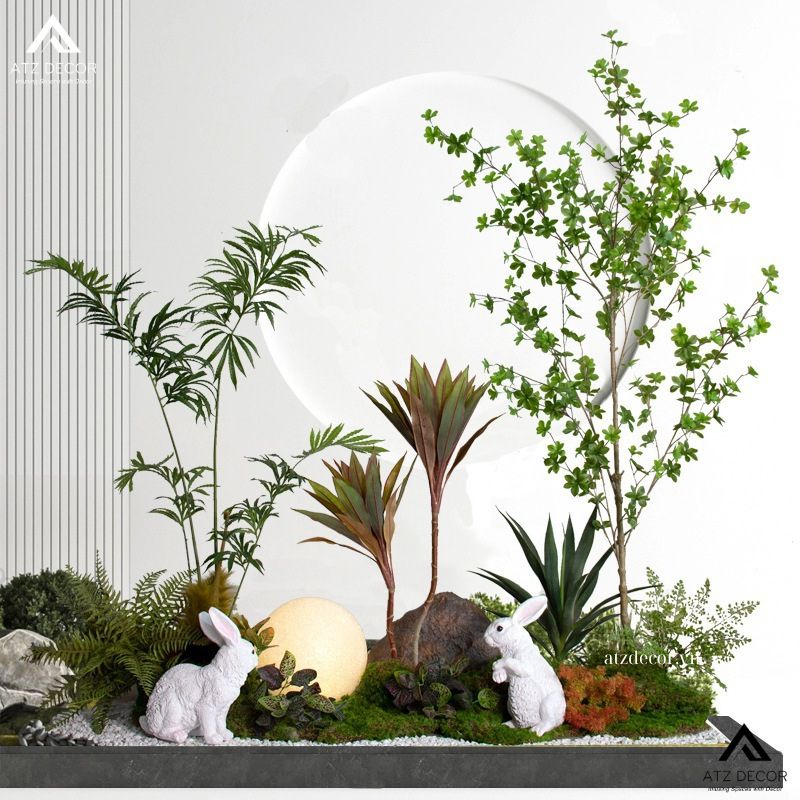 Thi công tiểu cảnh cây giả khách sạn - Tạo nét xanh tinh tế và khác biệt cho không gian 14 tiểu cảnh cây giả khách sạn