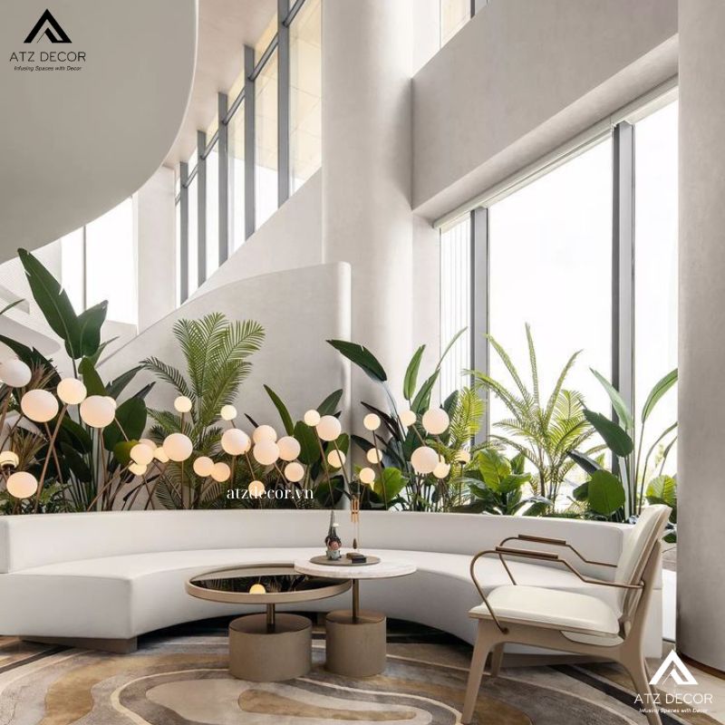 Thi công tiểu cảnh cây giả khách sạn - Tạo nét xanh tinh tế và khác biệt cho không gian 12 tiểu cảnh cây giả khách sạn