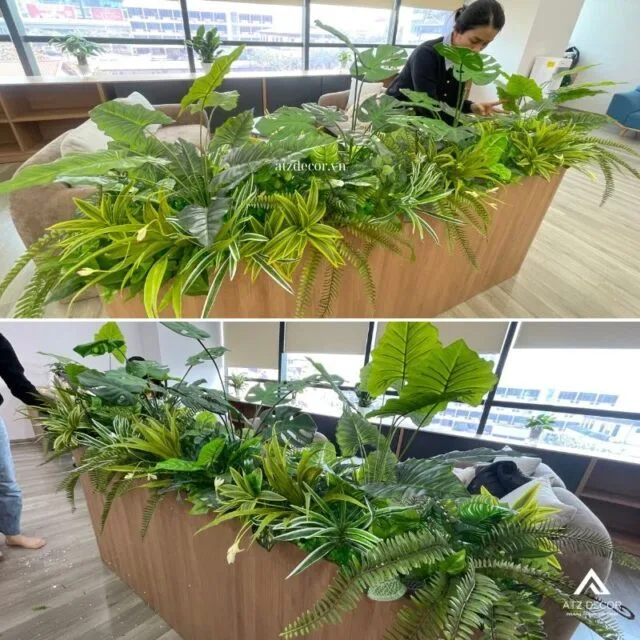 thi công tiểu cảnh cây giả