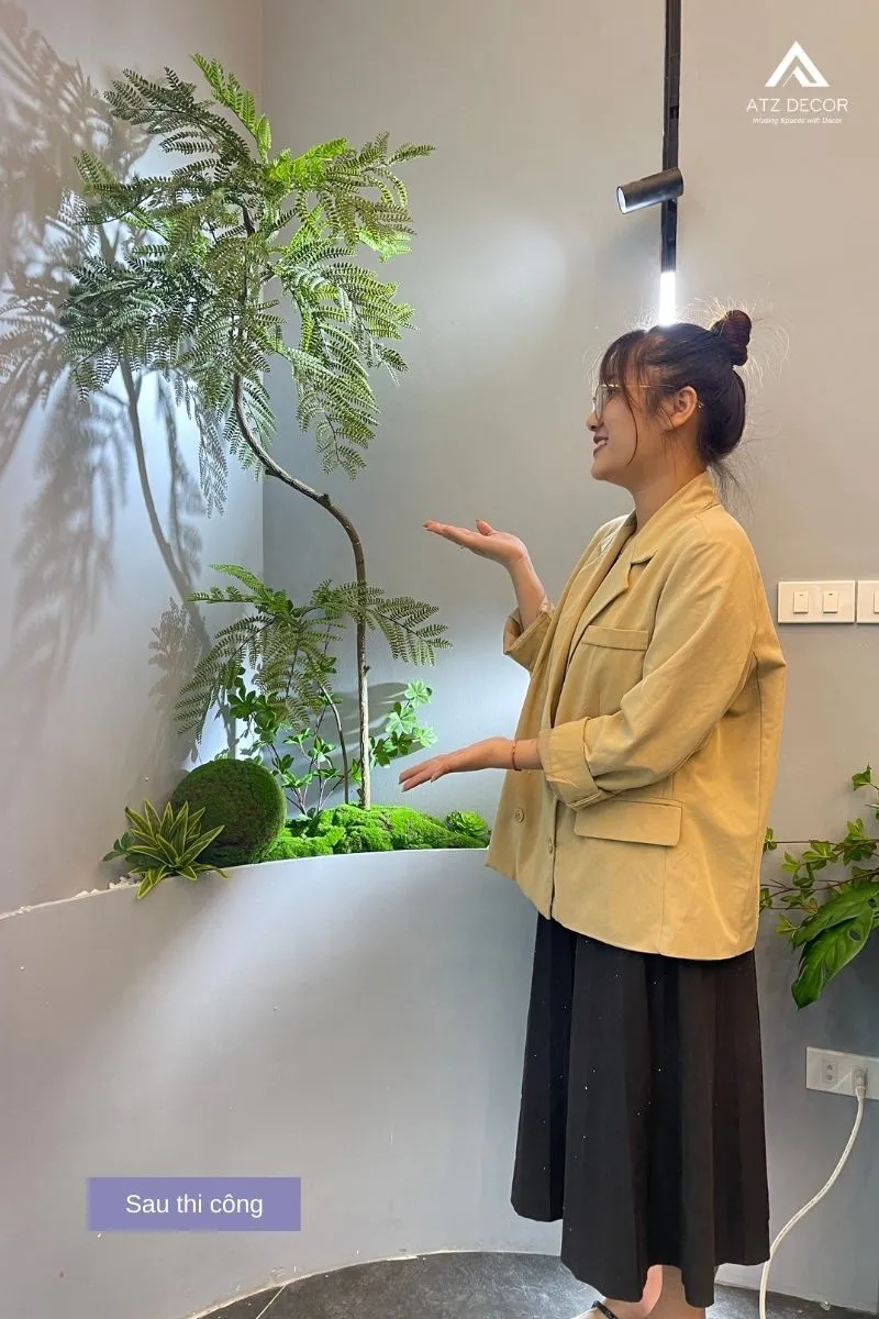thi công tiểu cảnh cây giả