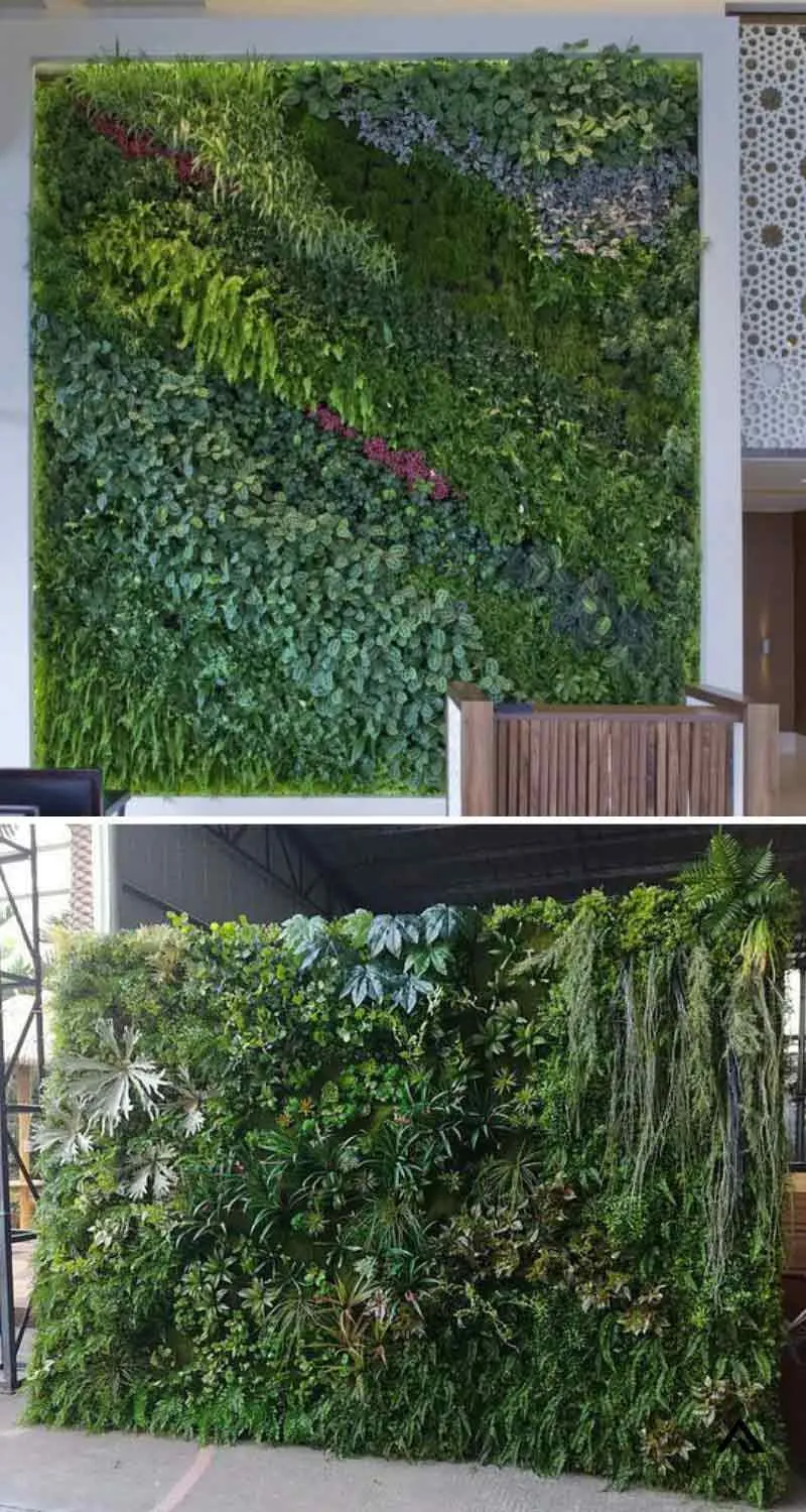thiết kế tường cây giả
