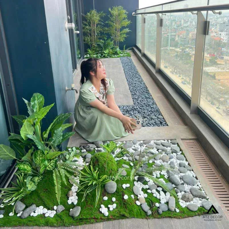 tiểu cảnh cây giả ban công tây hồ