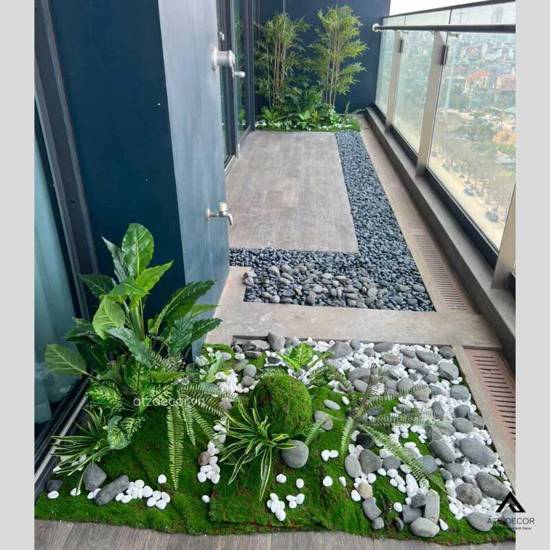 tiểu cảnh cây giả ban công tây hồ
