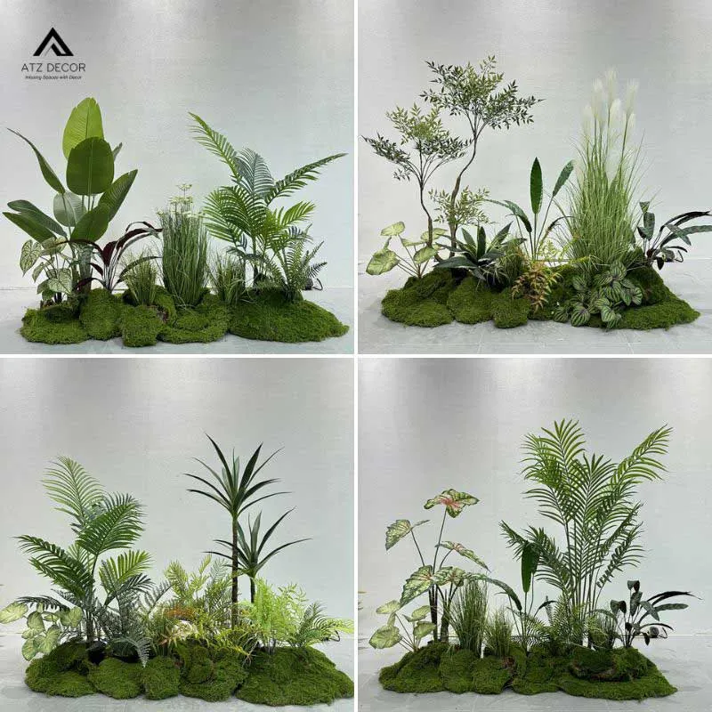 tiểu cảnh cây giả hành lang