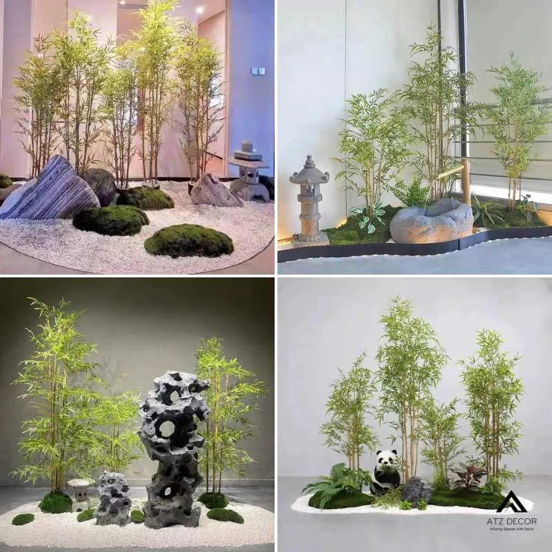 tiểu cảnh cây giả hành lang