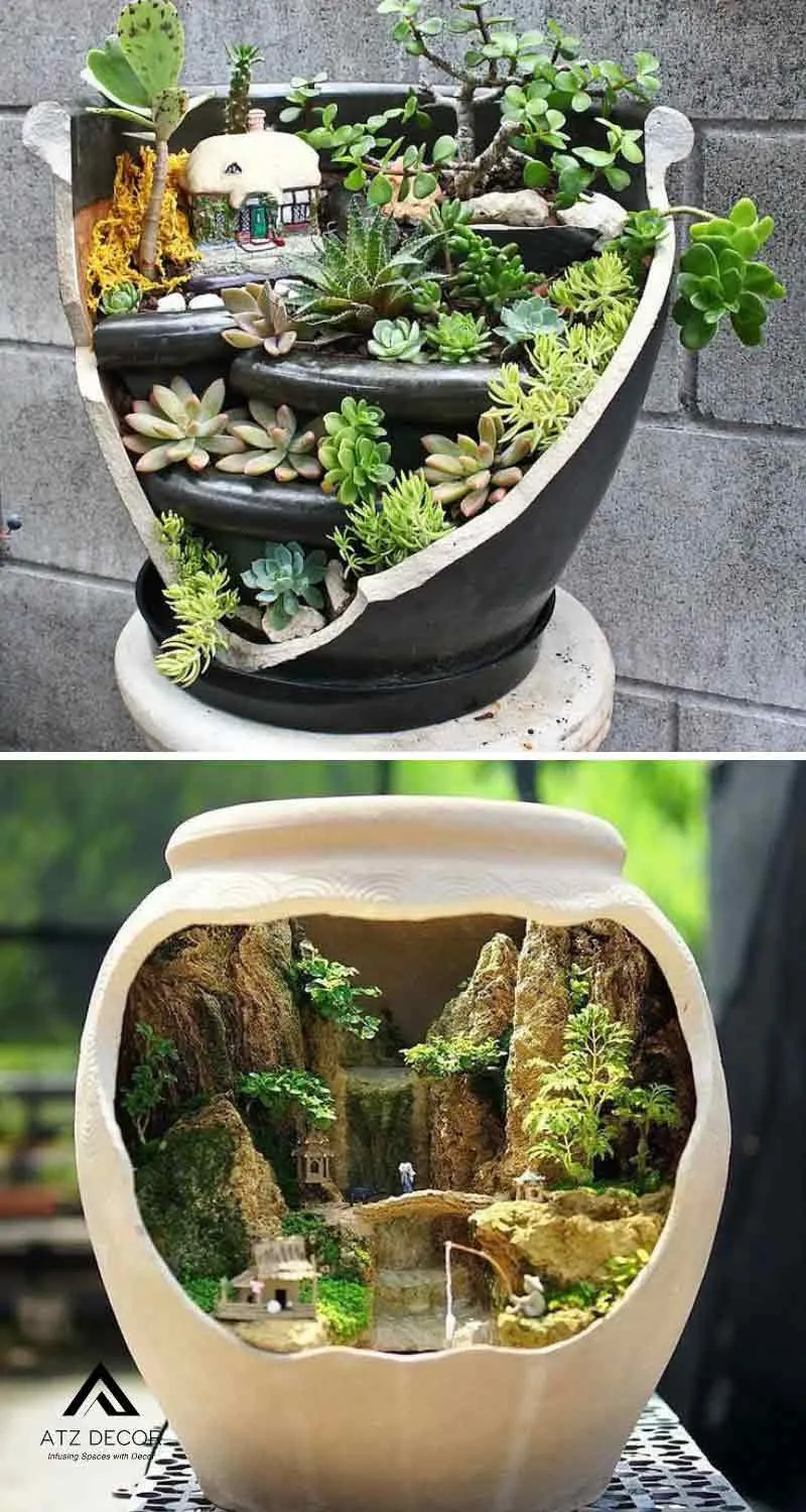 tiểu cảnh chum vại