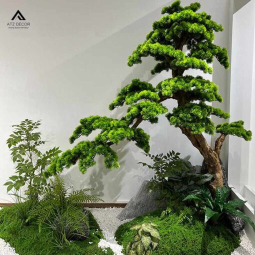 tiểu cảnh cây tùng la hán giả