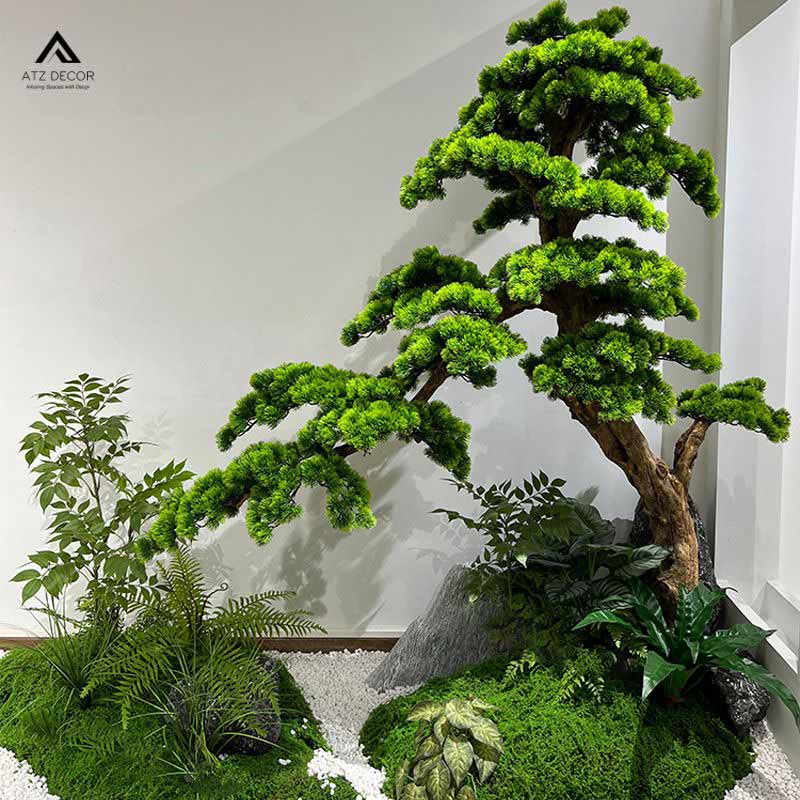 tiểu cảnh cây tùng la hán giả