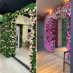 tường hoa giả decor quán cafe