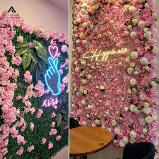 tường hoa giả decor quán cafe