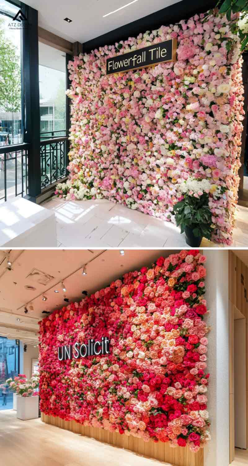 Setup backdrop tường hoa giả đẹp như thật, decor không gian thêm ấn tượng 13 setup backdrop tường hoa giả