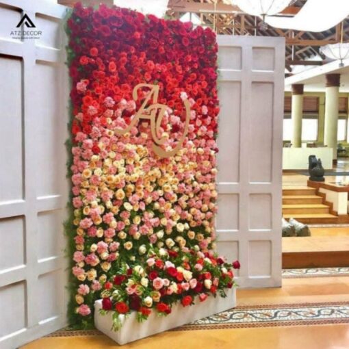 setup backdrop tường hoa giả