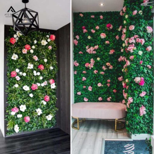 tường hoa giả decor quán cafe