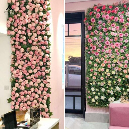 tường hoa giả decor quán cafe